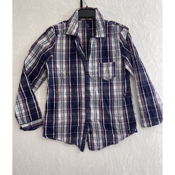 Victorias Secret Sz S Hidden button front multi stripe Purple shirt Casual Women - Picture 2 of 11